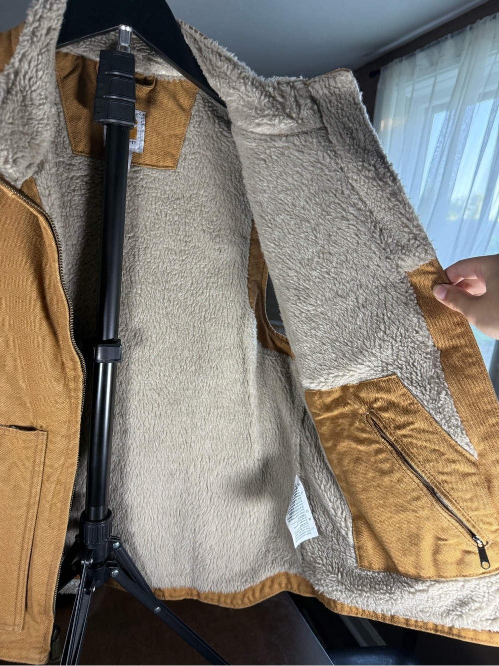 Carhartt Tan Sherpa-Lined Duck Vest - Picture 5 of 7